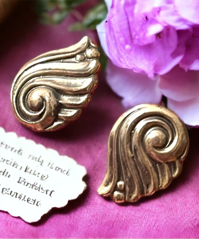 Vintage art deco sterling silver 925 Wave fancy screw back earrings