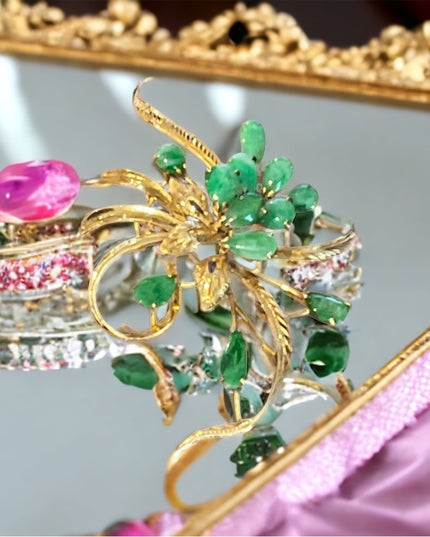 14k Gold Jade Fancy vintage Brooch APPRAISAL