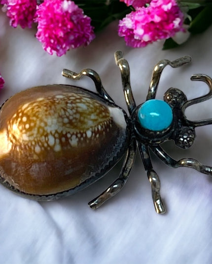 C1950s Navajo sterling silver bug brooch turquois