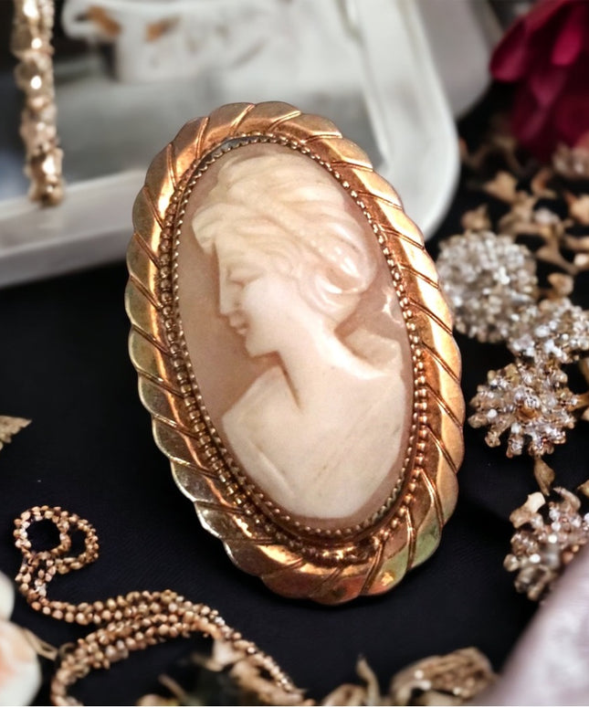 Vintage 12k GF shell Cameo Catamore Italy