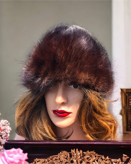 Vintage Simpsons Brown Mink fur Hat Sz sm