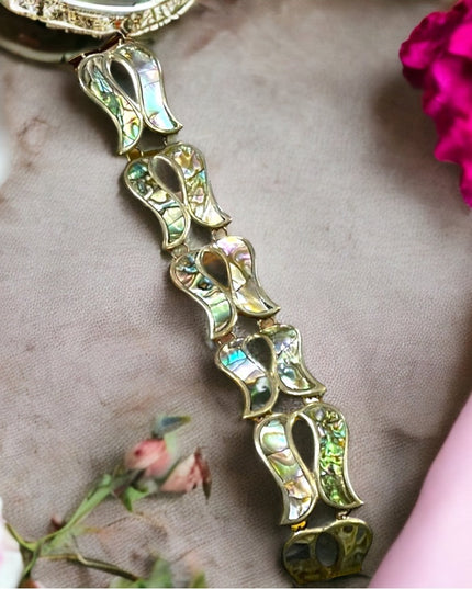 Vintage sterling silver 925 Abalone inlay BETO Mexico 1950s