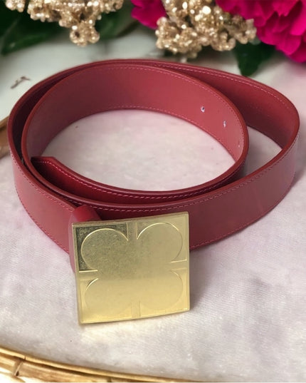 Vintage Liz Claiborne red leather belt brass