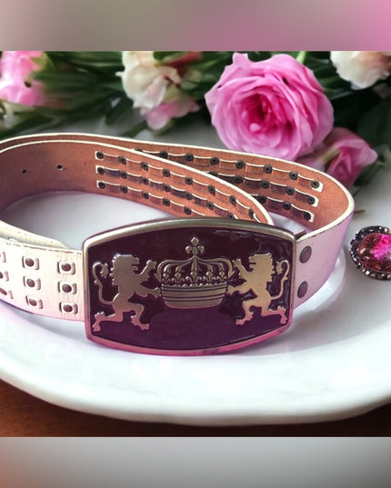 Vintage Guess Lg buckle Distressed cream leather belt