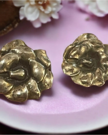 Vintage Sterling silver 925 SMIBO Fancy ornate flower screw back earrings