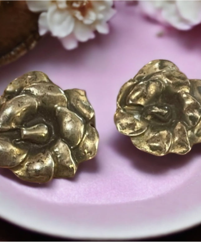 Vintage Sterling silver 925 SMIBO Fancy ornate flower screw back earrings