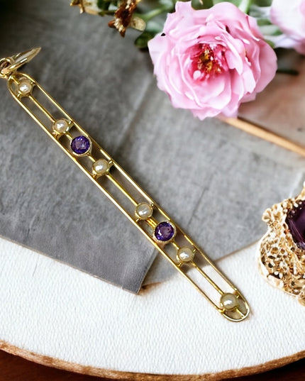 Antique 14k gold pearl amethyst pendant APPRAISAL