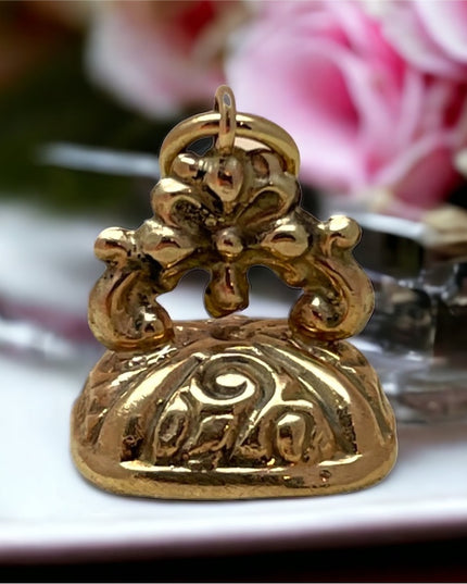 Antique WJP 9K gold stone watch FOB