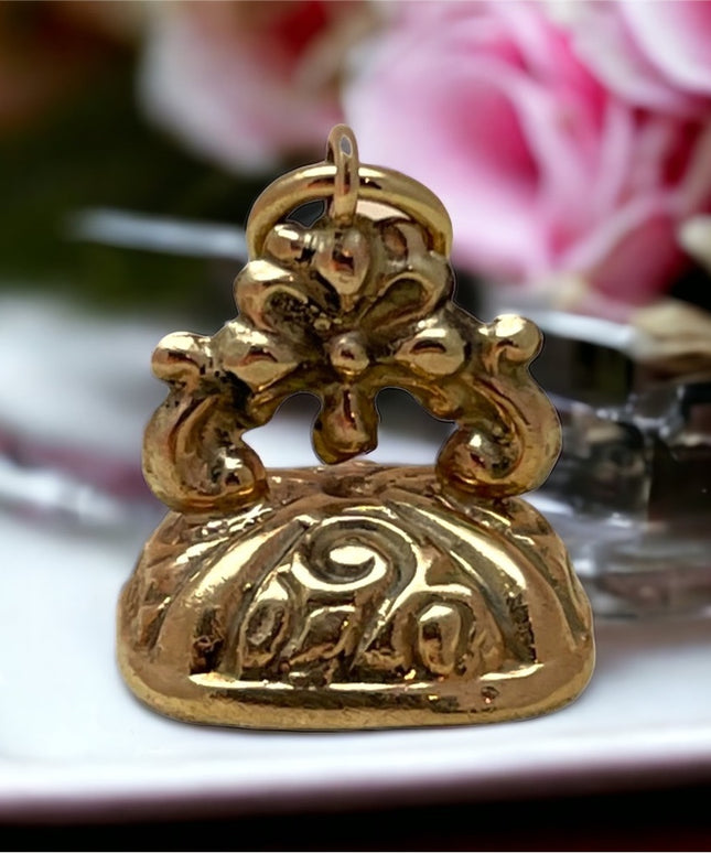 Antique WJP 9K gold stone watch FOB