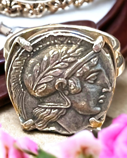 Stunning Antique 1920s European 900 Sterling ancient Roman Coin ring Handmade