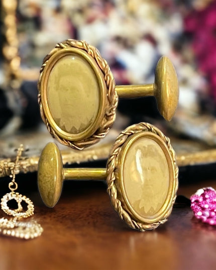 Antique 1890s Victorian Locket brass cufflinks photos mourning