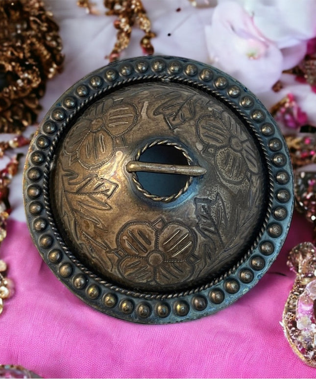 Antique Sterling silver etched sash pin buckle