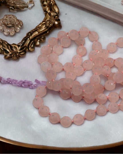 Vintage Rose quartz Necklace 28” long 8mm beads