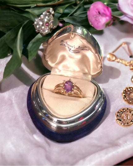 14k Gold Diamond & Amethyst ring