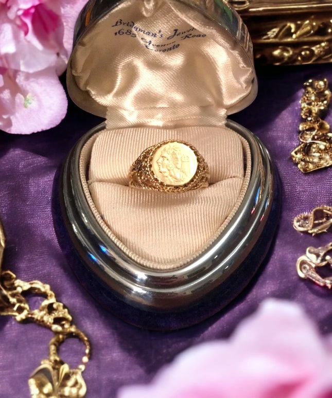 Vintage 14k gold Indian Head ring Beauty!