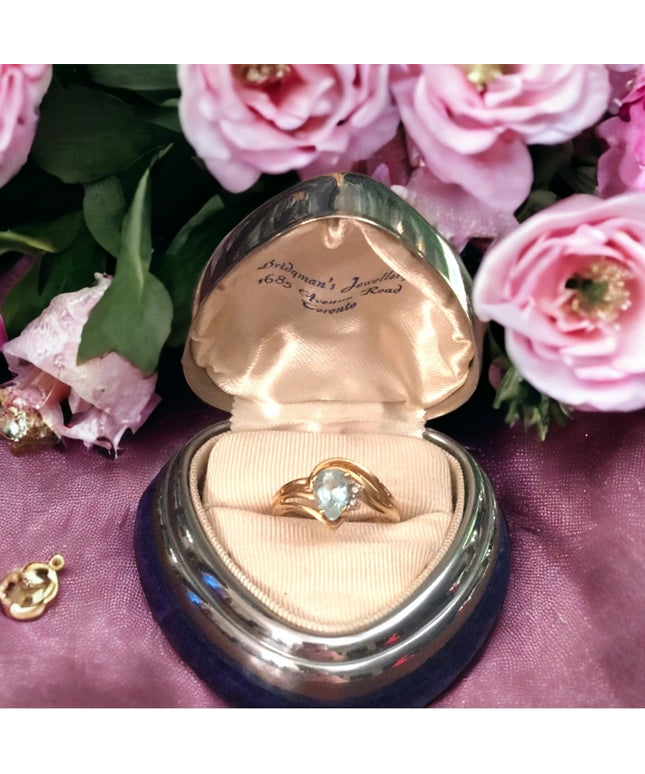 14k Gold Diamond & London Blue Topaz ring