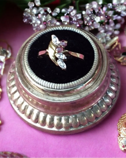 10k gold diamond & ruby ring vintage
