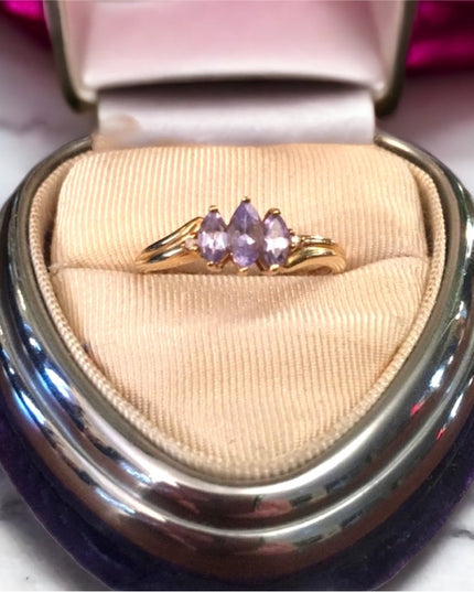10k Gold & 3 Marquis Cut Tanzanite stones