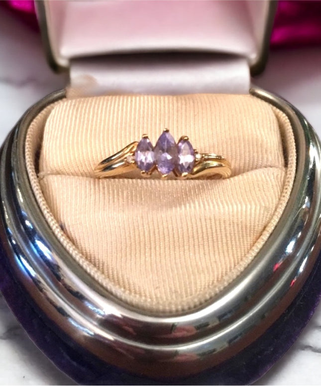 10k Gold & 3 Marquis Cut Tanzanite stones