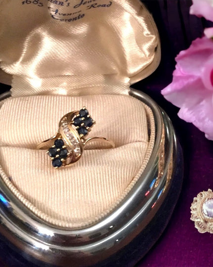14k Gold Diamond & Sapphire ring