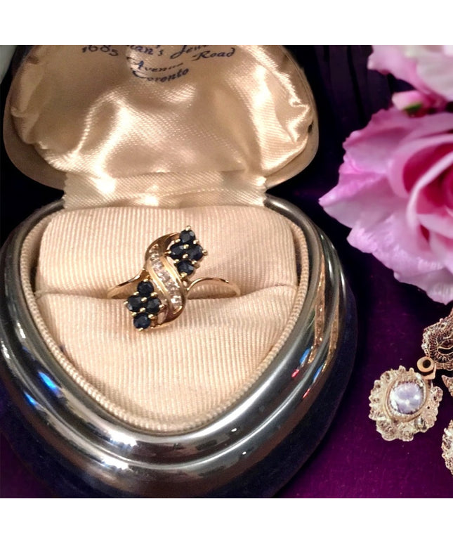 14k Gold Diamond & Sapphire ring