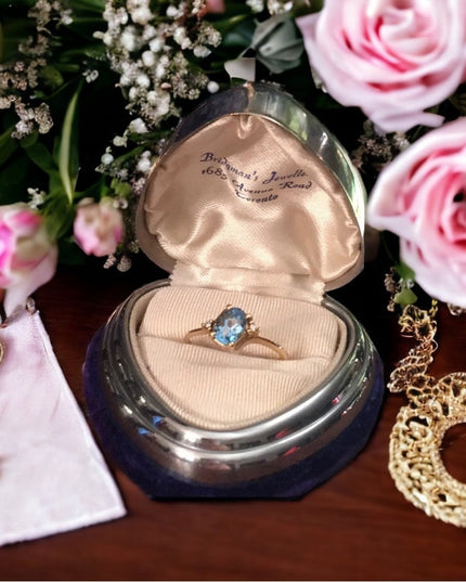 10k Gold London Blue Topaz & diamond ring
