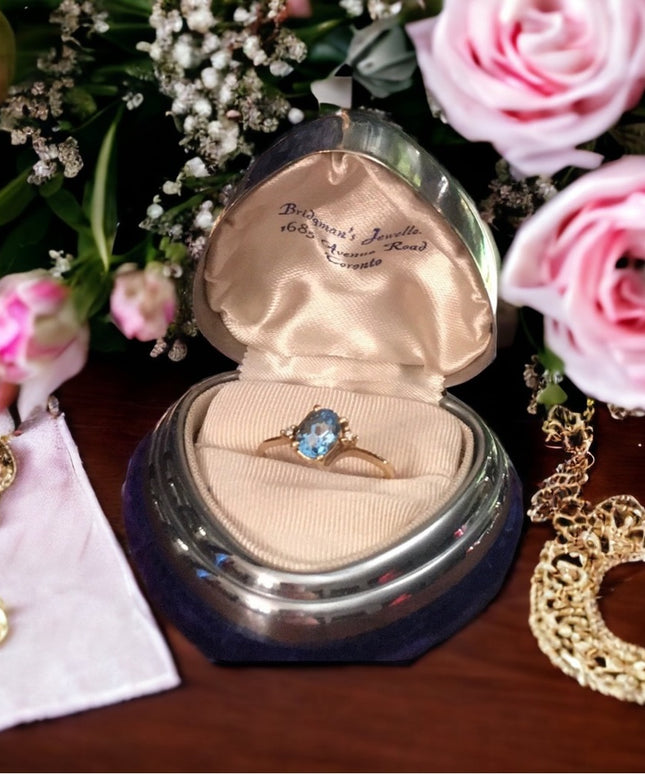10k Gold London Blue Topaz & diamond ring