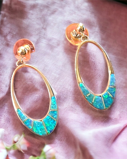 Vintage TSF signed Sterling silver 925 Fire Opal Dangle earrings Native American