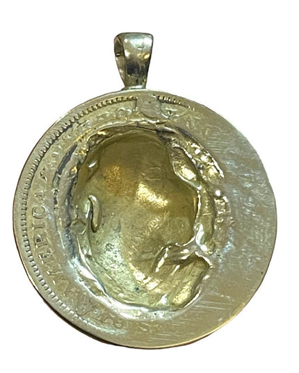 Antique 1883 sterling half dollar US Barber 3D pop out Gibson girl pendant