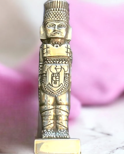 RARE SILVER Toltec Atlantean Warrior Silver Plate Sculpture MEXICO