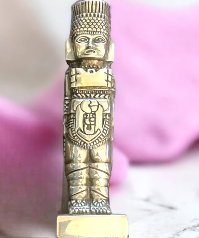 RARE SILVER Toltec Atlantean Warrior Silver Plate Sculpture MEXICO