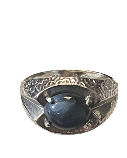 Vintage Sterling silver 925 Mens Lapis modernist ring 1970s