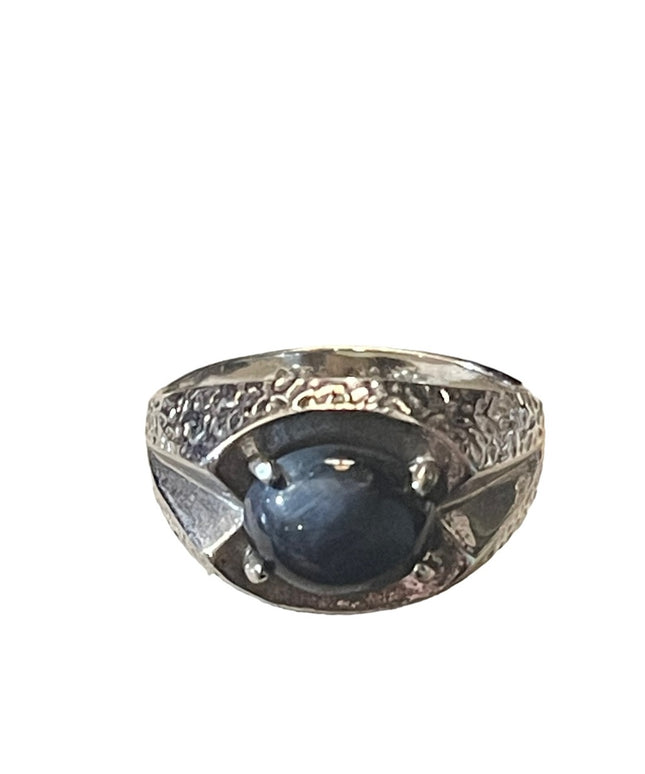 Vintage Sterling silver 925 Mens Lapis modernist ring 1970s