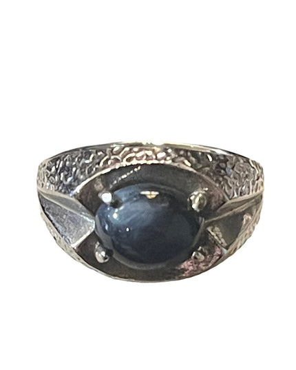 Vintage Sterling silver 925 Mens Lapis modernist ring 1970s
