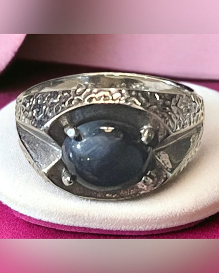 Vintage Sterling silver 925 Mens Lapis modernist ring 1970s