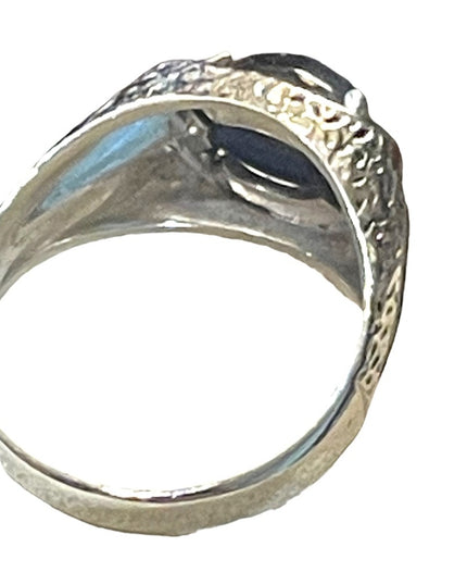 Vintage Sterling silver 925 Mens Lapis modernist ring 1970s