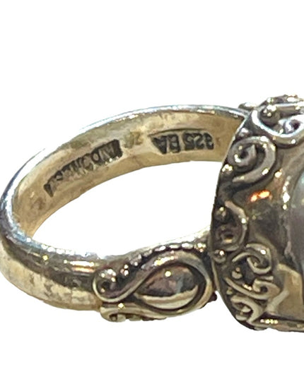 Stunning sterling silver 925 BALI pearl ornate scrolled ring Suarti
