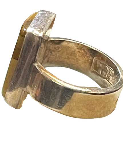 Vintage sterling silver STAN D Southwestern Large Desert jasper modernist ring