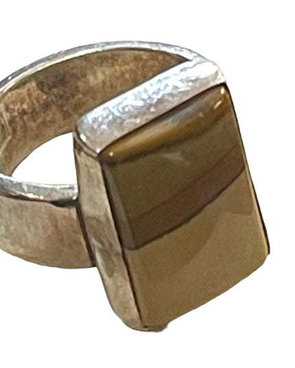 Vintage sterling silver STAN D Southwestern Large Desert jasper modernist ring