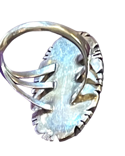 Vintage Southwestern Sterking silver 925 Malachite Oval statement ring Handmade
