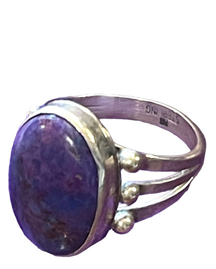 Sterling silver RB 925 Running Bear Southwestern Native American Sugalite ring