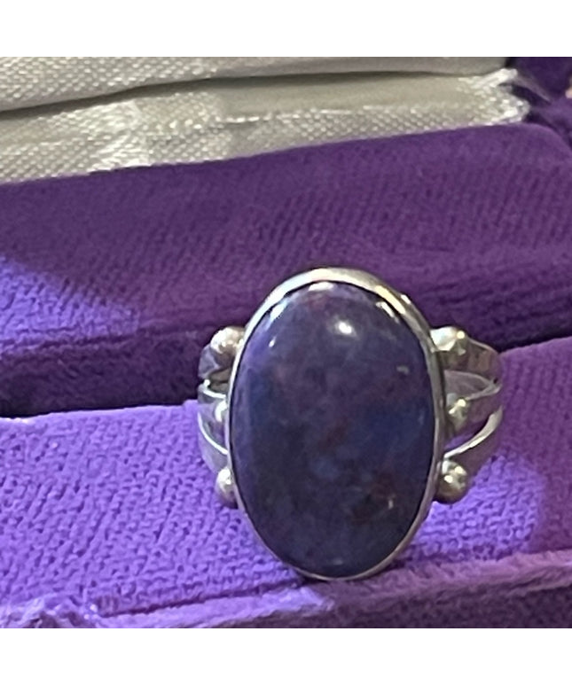 Sterling silver RB 925 Running Bear Southwestern Native American Sugalite ring