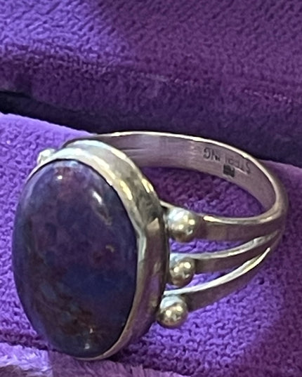 Sterling silver RB 925 Running Bear Southwestern Native American Sugalite ring