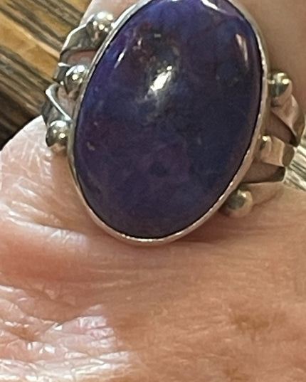 Sterling silver RB 925 Running Bear Southwestern Native American Sugalite ring