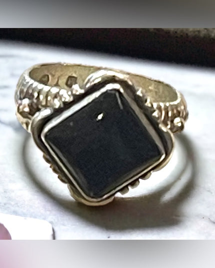 Lovely Sterling silver DT 925 Black onyx Southwestern style substancial ring