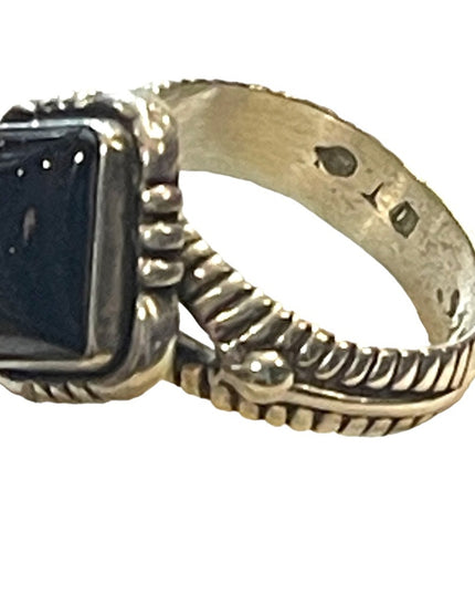 Lovely Sterling silver DT 925 Black onyx Southwestern style substancial ring