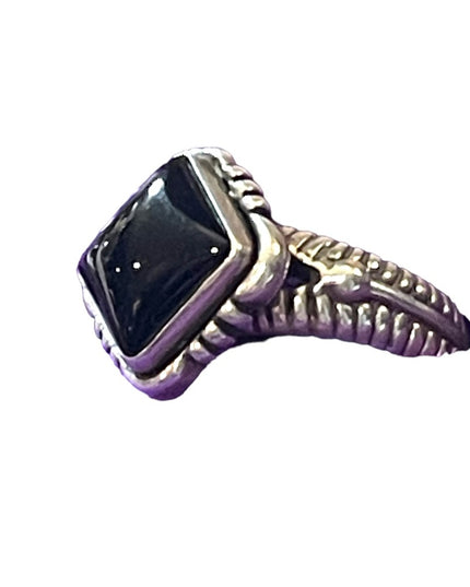 Lovely Sterling silver DT 925 Black onyx Southwestern style substancial ring