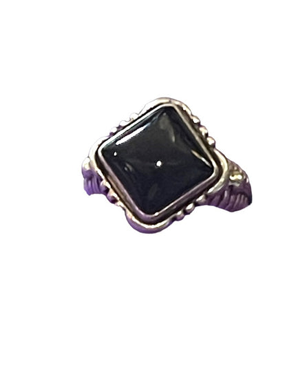 Lovely Sterling silver DT 925 Black onyx Southwestern style substancial ring