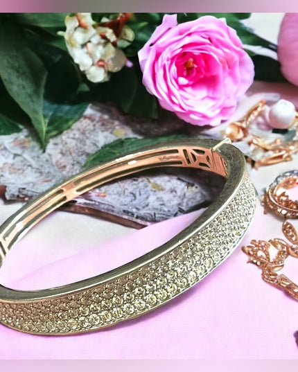 Belle Etoile Sterling silver Pave rhinestone fancy Bangle