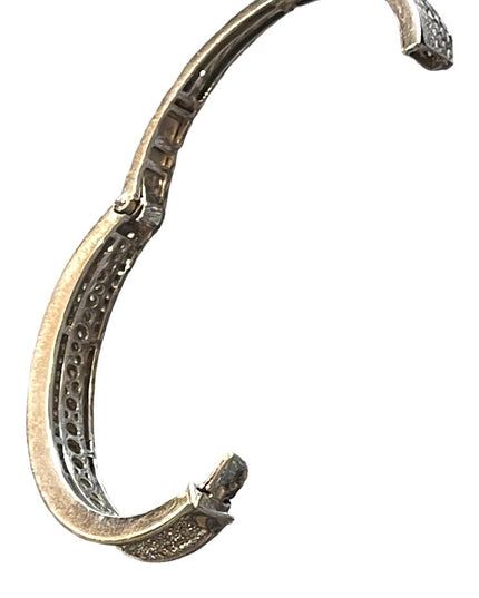 Belle Etoile Sterling silver Pave rhinestone fancy Bangle